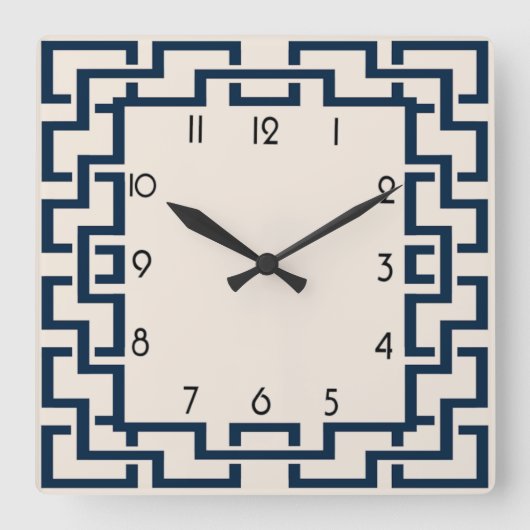 Art Deco Quadratische Wanduhr (Vorderseite)