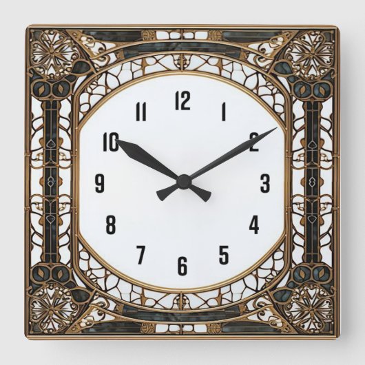 Art Deco Quadratische Wanduhr (Vorderseite)