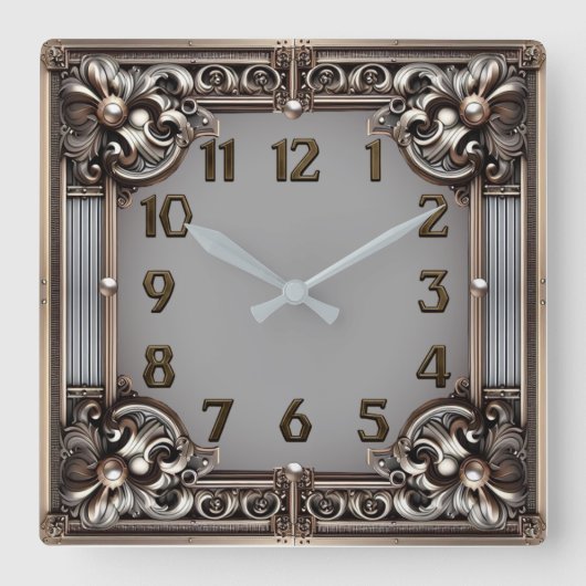 Art Deco Quadratische Wanduhr (Vorderseite)