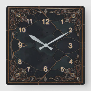 Art Deco Quadratische Wanduhr