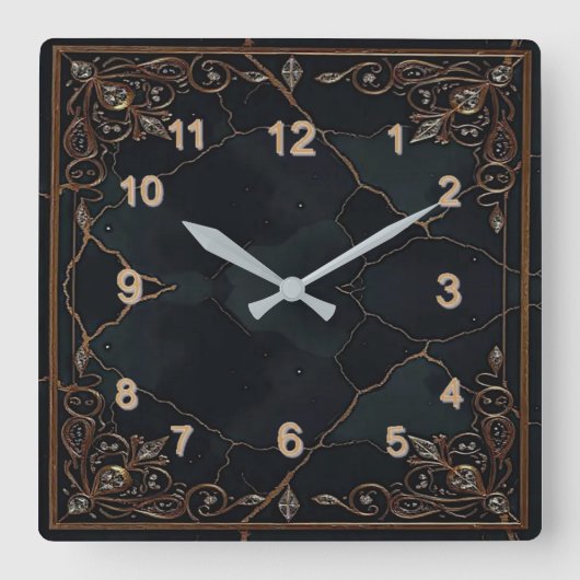 Art Deco Quadratische Wanduhr (Vorderseite)