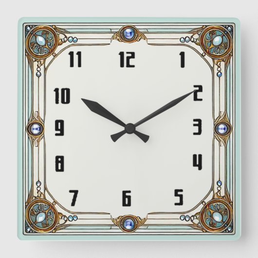 Art Deco Quadratische Wanduhr (Vorderseite)