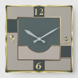Art Deco Quadratische Wanduhr
