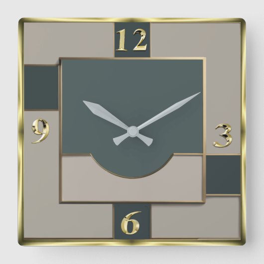 Art Deco Quadratische Wanduhr (Vorderseite)