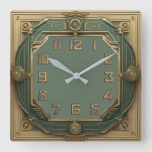 Art Deco Quadratische Wanduhr (Vorderseite)