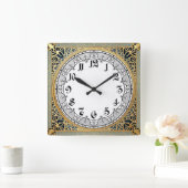 Art Deco Quadratische Wanduhr (Zuhause)