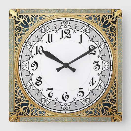 Art Deco Quadratische Wanduhr (Vorderseite)