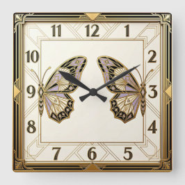 Art Deco Quadratische Wanduhr