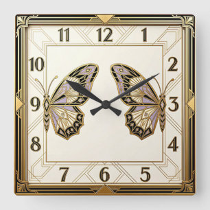 Art Deco Quadratische Wanduhr
