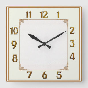 Art Deco Quadratische Wanduhr