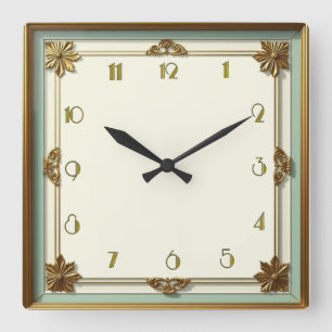 Art Deco Quadratische Wanduhr