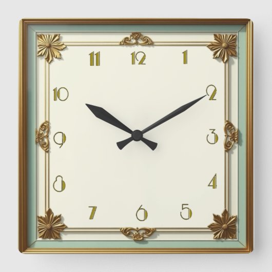 Art Deco Quadratische Wanduhr (Vorderseite)
