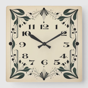 Art Deco Quadratische Wanduhr