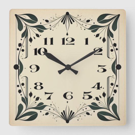 Art Deco Quadratische Wanduhr (Vorderseite)