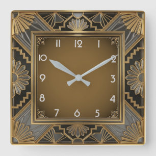 Art Deco Quadratische Wanduhr