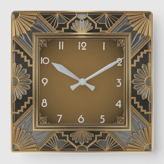 Art Deco Quadratische Wanduhr (Vorderseite)