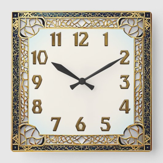 Art Deco Quadratische Wanduhr (Vorderseite)