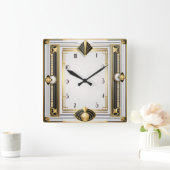 Art Deco Quadratische Wanduhr (Zuhause)