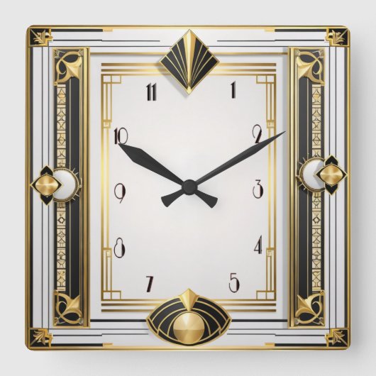 Art Deco Quadratische Wanduhr (Vorderseite)
