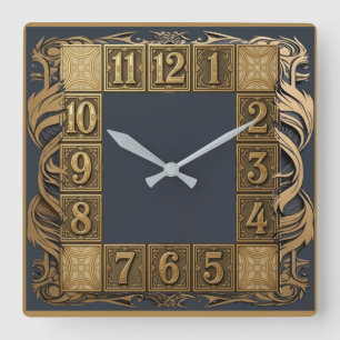 Art Deco Quadratische Wanduhr