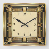 Art Deco Quadratische Wanduhr (Vorderseite)