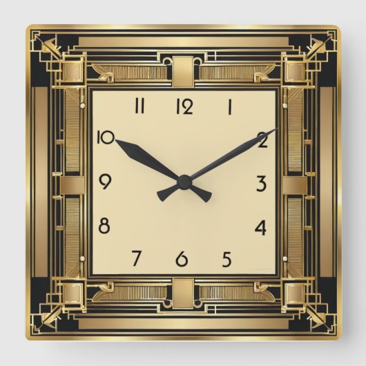 Art Deco Quadratische Wanduhr (Vorderseite)