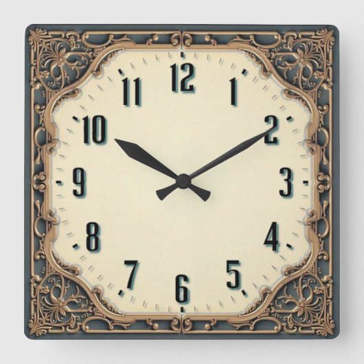Art Deco Quadratische Wanduhr (Vorderseite)