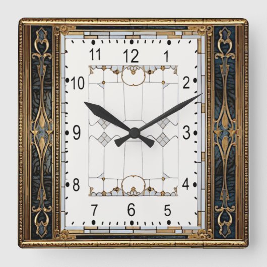 Art Deco Quadratische Wanduhr (Vorderseite)