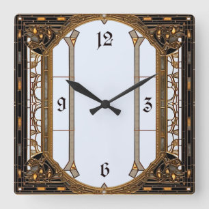 Art Deco Quadratische Wanduhr