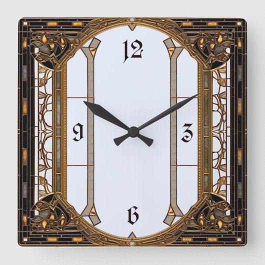 Art Deco Quadratische Wanduhr (Vorderseite)