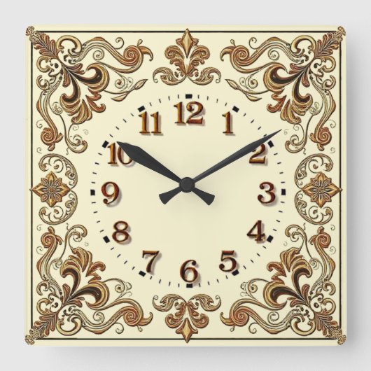 Art Deco  Quadratische Wanduhr (Vorderseite)