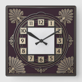 Art Deco Quadratische Wanduhr