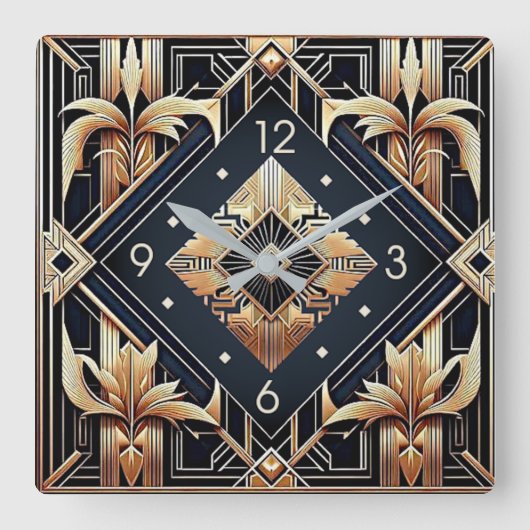 Art Deco Quadratische Wanduhr (Vorderseite)
