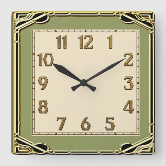 Art Deco Quadratische Wanduhr (Vorderseite)