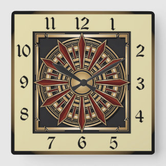 Art Deco Quadratische Wanduhr