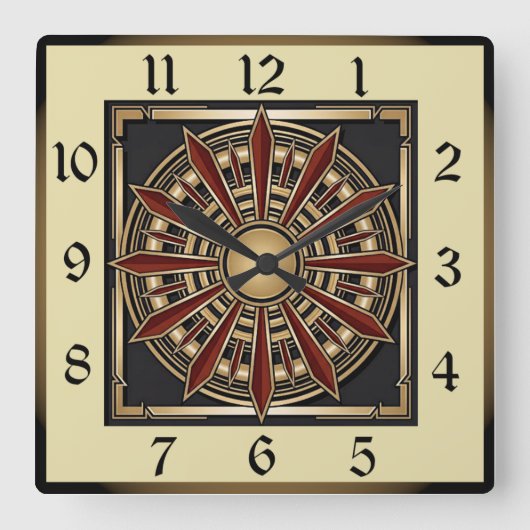 Art Deco Quadratische Wanduhr (Vorderseite)