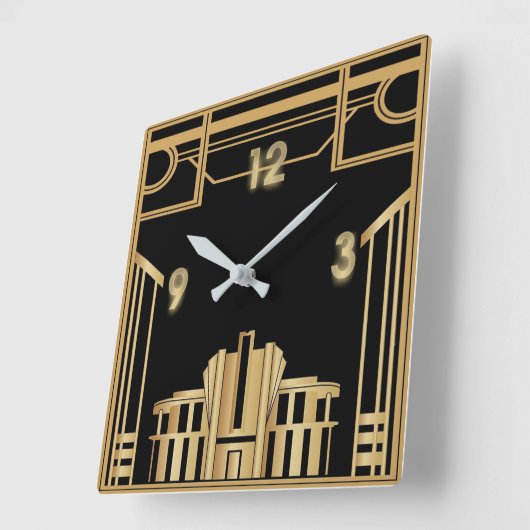 Art Deco Quadratische Wanduhr (Winkel)