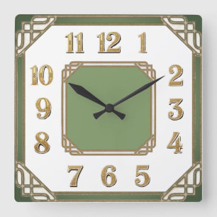 Art Deco Quadratische Wanduhr