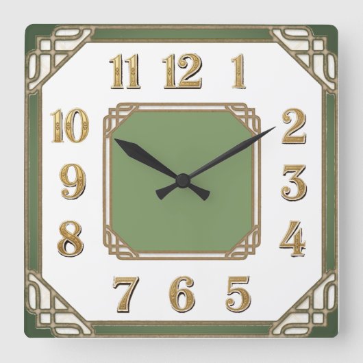 Art Deco Quadratische Wanduhr (Vorderseite)
