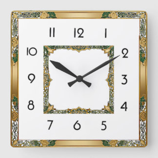 Art Deco Quadratische Wanduhr