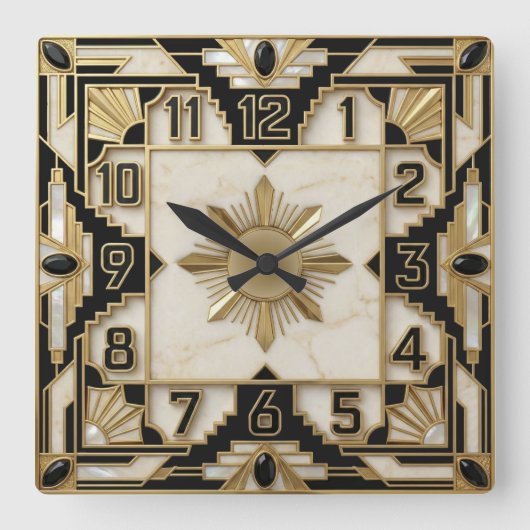 Art Deco Quadratische Wanduhr (Vorderseite)