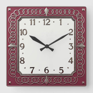 Art Deco Quadratische Wanduhr