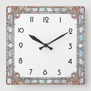 Art Deco Quadratische Wanduhr