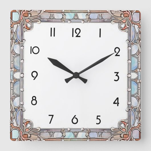 Art Deco Quadratische Wanduhr (Vorderseite)