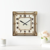 Art Deco Quadratische Wanduhr (Zuhause)