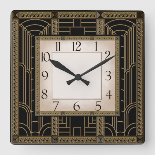 Art Deco Quadratische Wanduhr (Vorderseite)