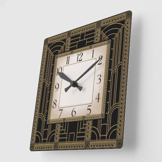 Art Deco Quadratische Wanduhr (Winkel)