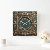 Art Deco Quadratische Wanduhr (Zuhause)
