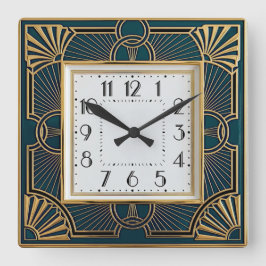 Art Deco Quadratische Wanduhr