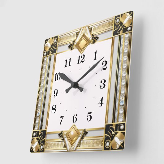 Art Deco Quadratische Wanduhr (Winkel)